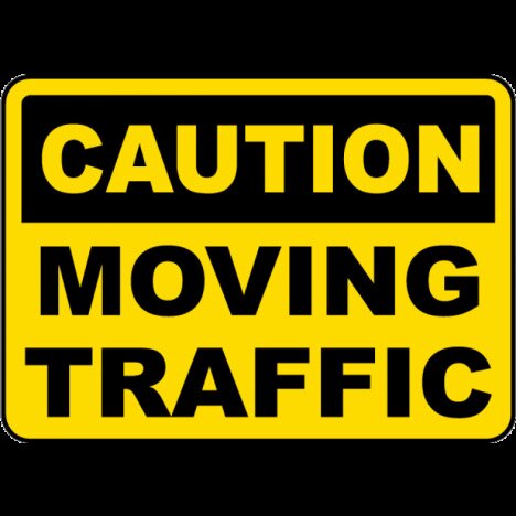 Caution Moving Traffic Sign